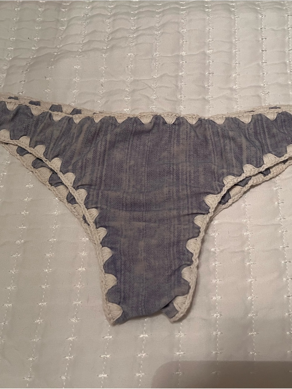 Posh Pua Blue Bikini Bottom with Crochet Edge